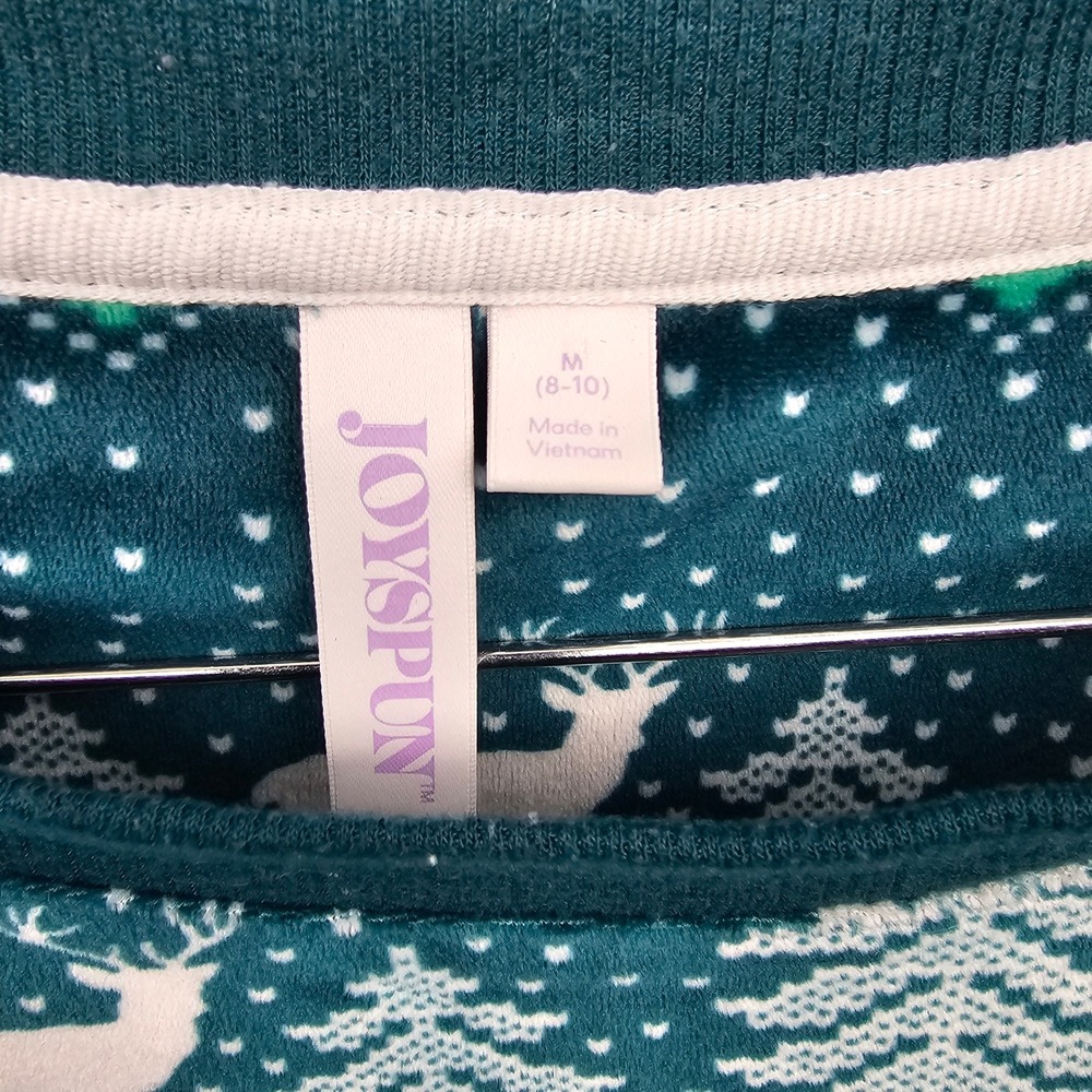 Joyspun Women's Christmas Pajama Set Set Long Sleeve Deer Trees Fair Isle Medium - Picture 10 of 11
